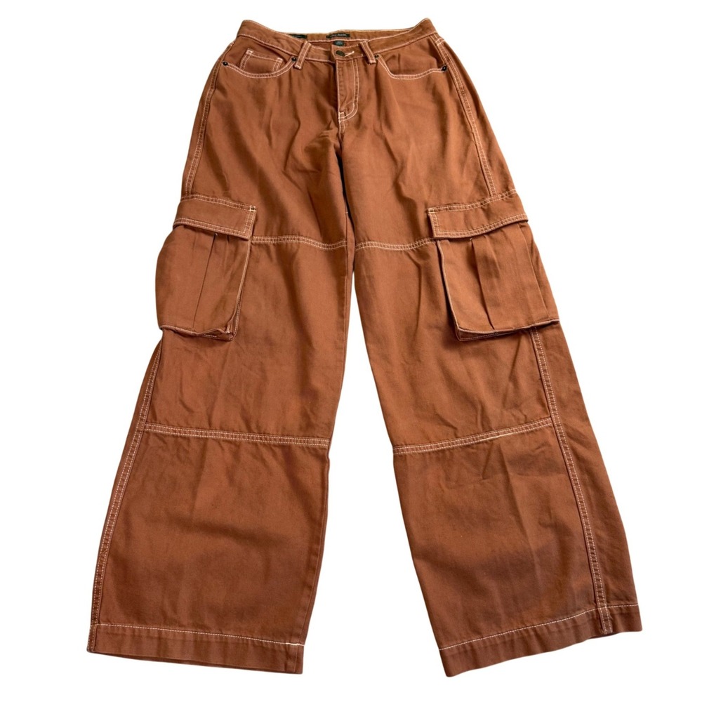 Wild Fable Baggy Cargo Pants Rust Brown Size 4 Wide Leg Flap Pockets Streetwear